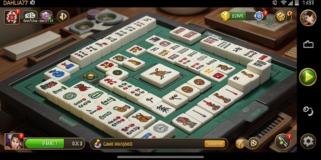 Tampilan gameplay Mahjong yang seru dan menantang di DAHLIA77.