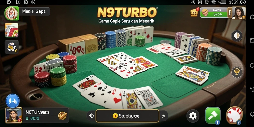 Screenshot N9TURBO menunjukkan aksi seru permainan Gaple.