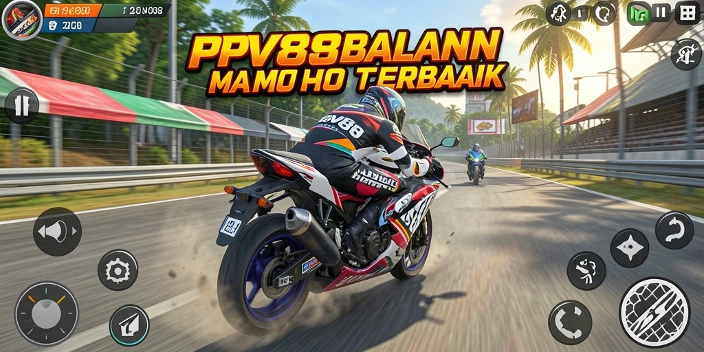 Tampilan gameplay seru dari PPV88 saat balapan motor.